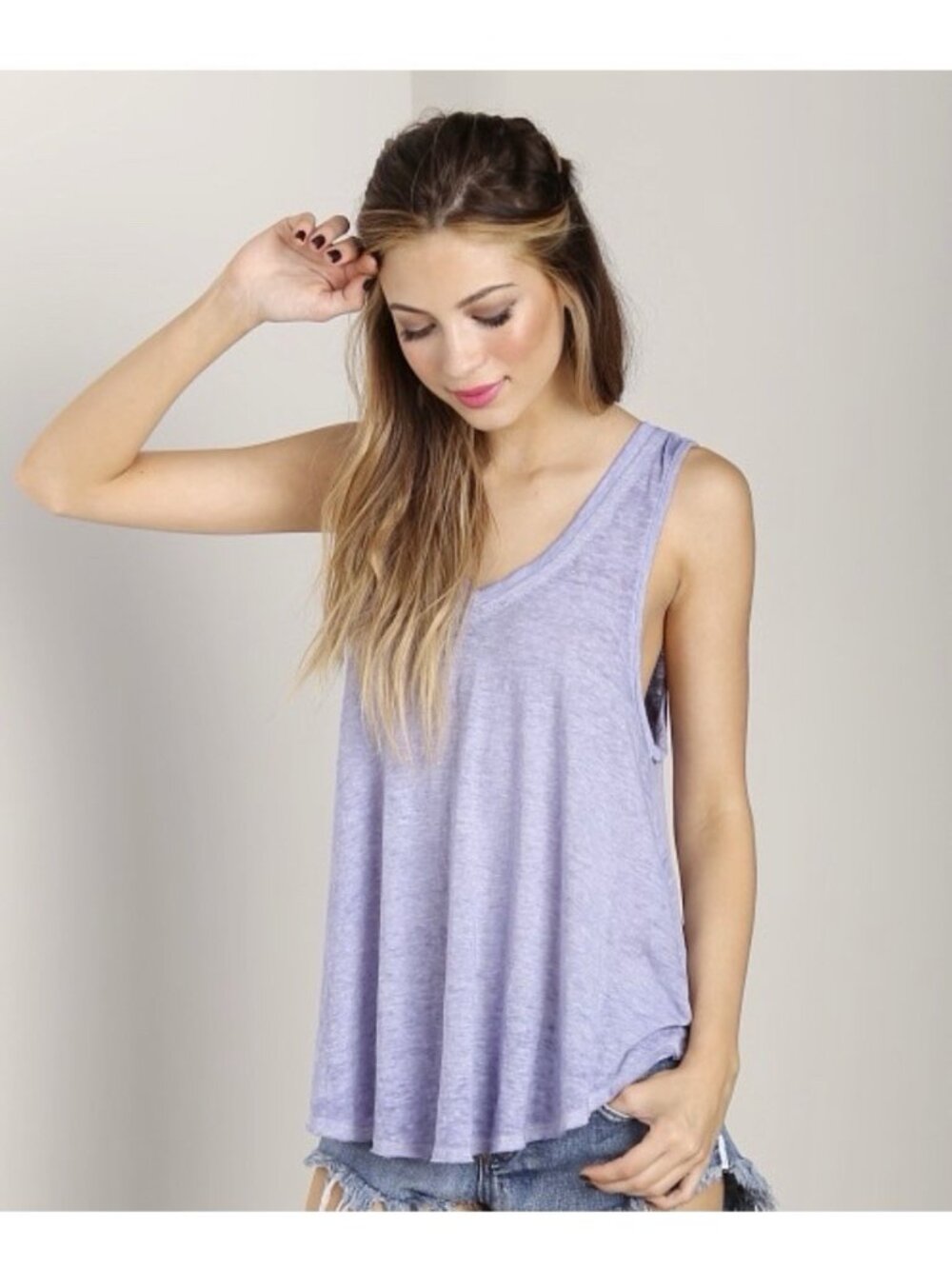 We The Free Easy Tank S Boho Oversized  Light Lavender